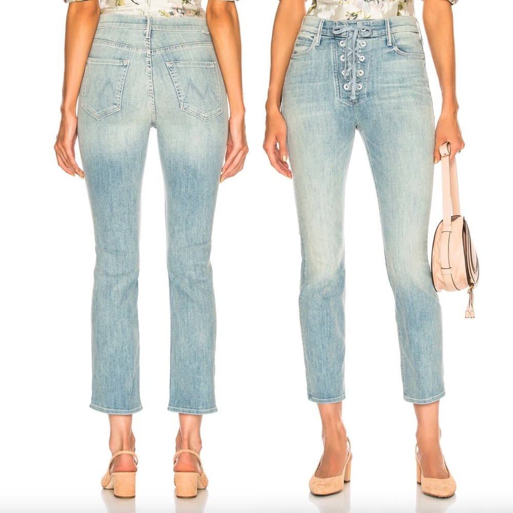 MOTHER The Lace Up Dazzler Ankle Jeans in Tinge